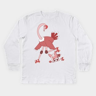 Ostrich roller derby Kids Long Sleeve T-Shirt